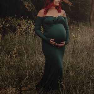 Off Shoulder Long Sleeve Maternity Gown
